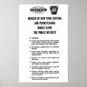 Penn Central Railroad Merger 1968 Poster ポスター