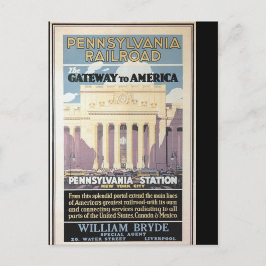 Penn Station, Gateway To America 1929はがき ポストカード (正面)
