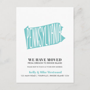 PENNSYLVANIA新しいアドレスを移動した新しいホーム ポストカード