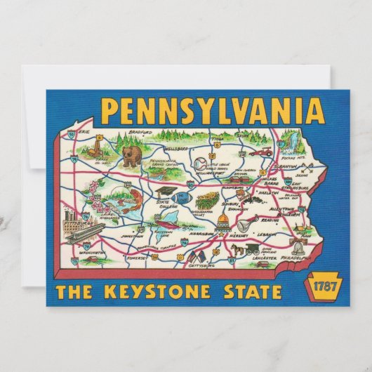 Pennsylvania 11x14 Map Jigsaw Puzzle サンキューカード (正面)
