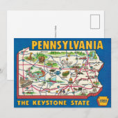 Pennsylvania 11x14 Map Jigsaw Puzzle サンキューカード (正面/裏面)