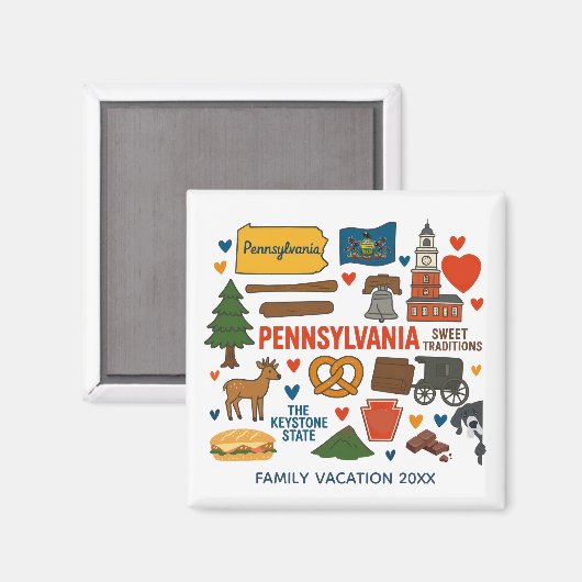 Pennsylvania Family Trip Keepsake Custom Magnet マグネット (正面/裏面)