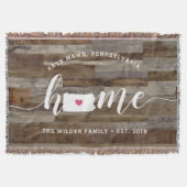 Pennsylvania Home State Personalized Wood Look スローブランケット (正面)