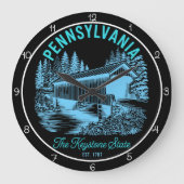 Pennsylvania Keystone State Covered Bridge  ラージ壁時計 (正面)