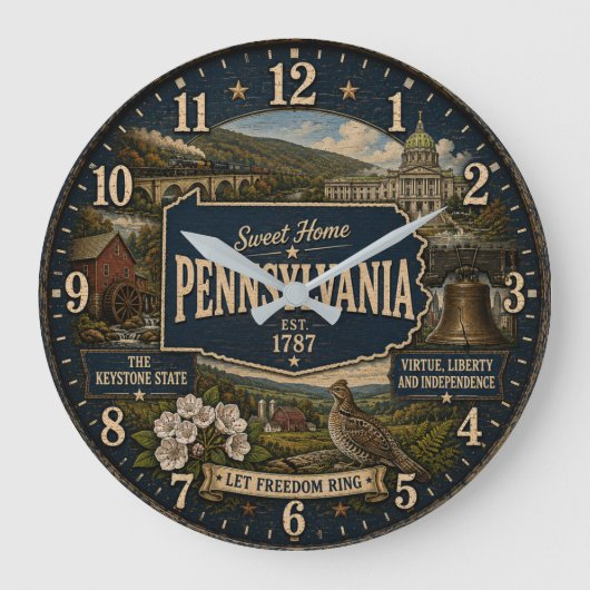 Pennsylvania Keystone State Historic Landmark ラージ壁時計 (正面)