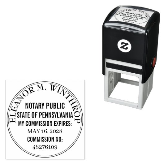 Pennsylvania Notary Public Round  セルフインキングスタンプ (インサイチュ)