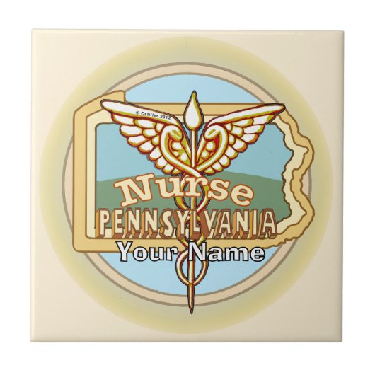 Pennsylvania Nurse Caduceus Tile タイル (正面)