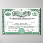 Pennsylvania Railroad CUSTOM Stock Certificate Pos ポスター (正面)