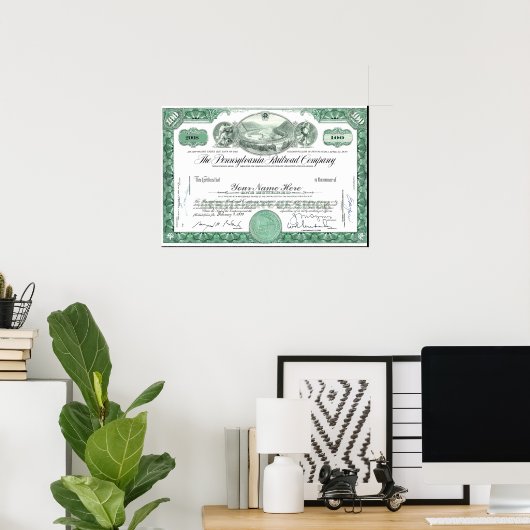 Pennsylvania Railroad CUSTOM Stock Certificate Pos ポスター (ホームオフィス)