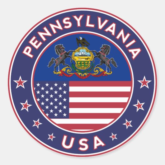 Pennsylvania sticker,phone case, tote bag ラウンドシール (正面)