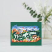 Pennsylvania USA State Shaped Vintage ポストカード (スタンド正面)