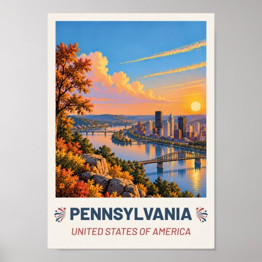 Pennsylvania USA – Vintage Travel Poster ポスター (正面)