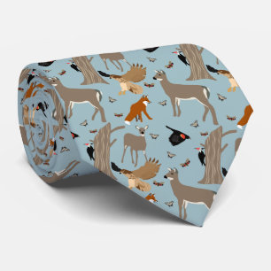 Pennsylvania Wildlife Deer, Fox, Birds Patterned ネクタイ