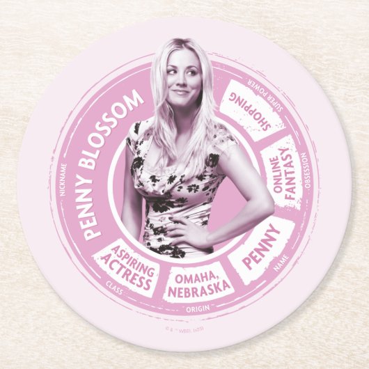 Penny Blossom Infoグラフィック ラウンドペーパーコースター (正面)