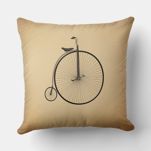 Penny-Farthing High-Wheel Antique Bicycle Rustic クッション (裏面)