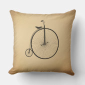 Penny-Farthing High-Wheel Antique Bicycle Rustic クッション (正面)
