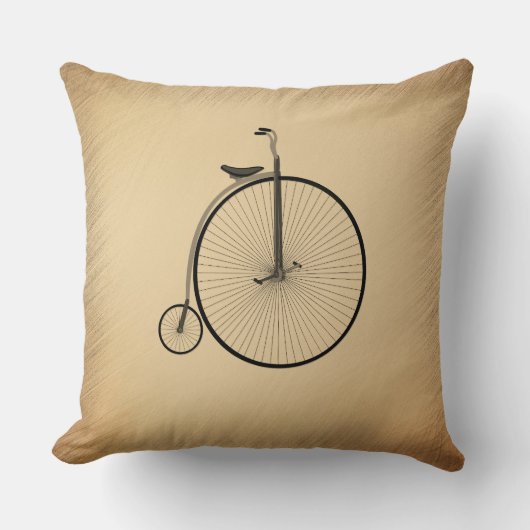 Penny-Farthing High-Wheel Antique Bicycle Rustic クッション (正面)
