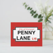 Penny Lane, Liverpool, UK通りサイン ポストカード (スタンド正面)