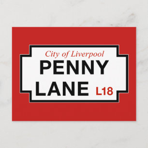 Penny Lane, Liverpool, UK通りサイン ポストカード