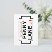 Penny Lane, Liverpool, UK通りサイン ポストカード (スタンド正面)