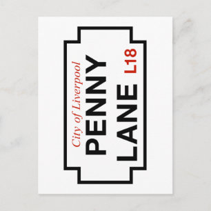Penny Lane, Liverpool, UK通りサイン ポストカード