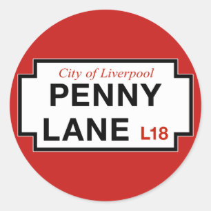 Penny Lane, Liverpool, UK通りサイン ラウンドシール