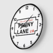Penny Lane, Liverpool, UK通りサイン ラージ壁時計 (傾斜)