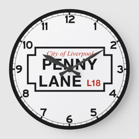 Penny Lane, Liverpool, UK通りサイン ラージ壁時計 (正面)