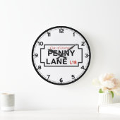 Penny Lane, Liverpool, UK通りサイン ラージ壁時計 (ホーム)