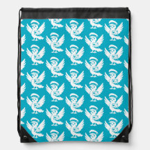 Penny Post Mascot Logo Pattern Drawstring Backpack