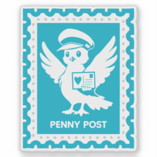 Penny Post Mascot Postage Stamp Design シール