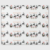 Penquinのかわいい漫画、そりのシカの包装紙 ラッピングペーパー (フラット)