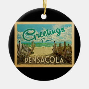 Pensacolaのビーチのヴィンテージ旅行 セラミックオーナメント