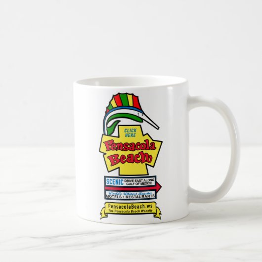 Pensacolaのビーチの印のコーヒー・マグ コーヒーマグカップ (右)