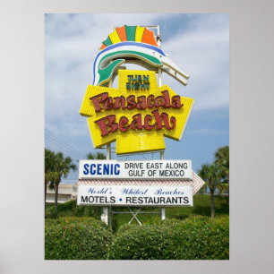 Pensacolaのビーチの印 ポスター