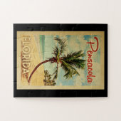 Pensacolaのヤシの木のヴィンテージ旅行 ジグソーパズル (横)