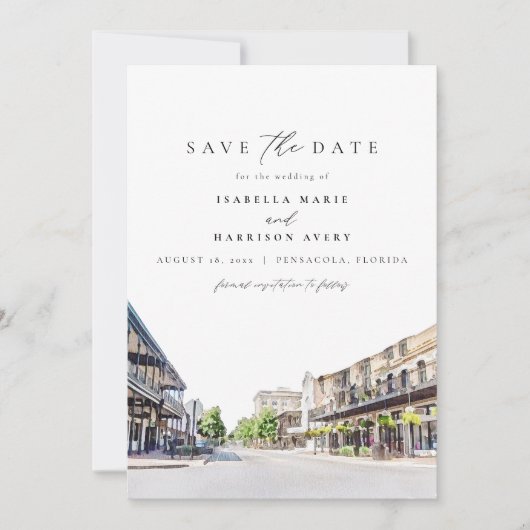 PENSACOLAフロリダの水の色の旅行の日付を保存 招待状 (正面)