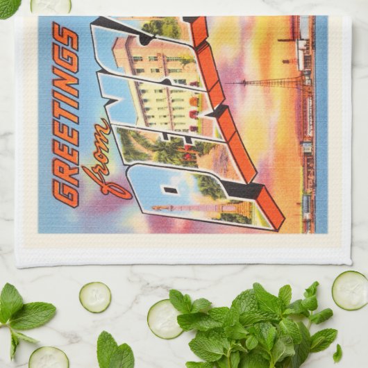 PensacolaフロリダFLの古いヴィンテージ旅行記念品 キッチンタオル (折り畳み)