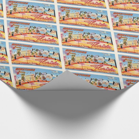 PensacolaフロリダFLの古いヴィンテージ旅行記念品 ラッピングペーパー (角)