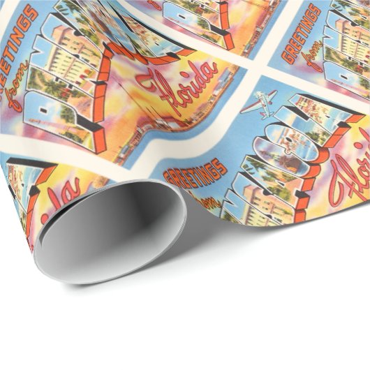 PensacolaフロリダFLの古いヴィンテージ旅行記念品 ラッピングペーパー (ロールコーナー)