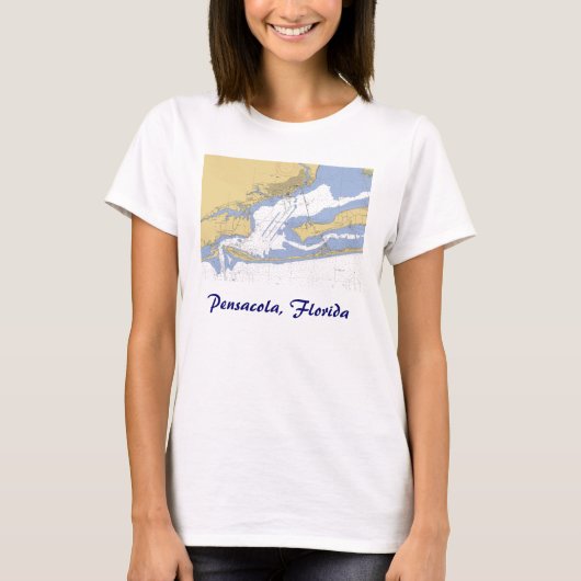 Pensacola、フロリダ航海のな港の図表のTシャツ Tシャツ (正面)