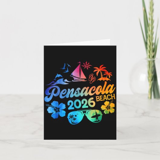 Pensacola Beach Florida 2026 Vacation Tie Dye Summ カード (正面)