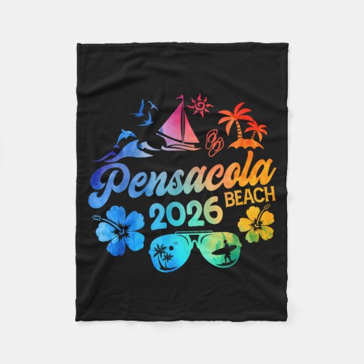 Pensacola Beach Florida 2026 Vacation Tie Dye Summ フリースブランケット (正面)