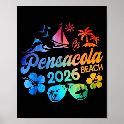 Pensacola Beach Florida 2026 Vacation Tie Dye Summ ポスター (正面)