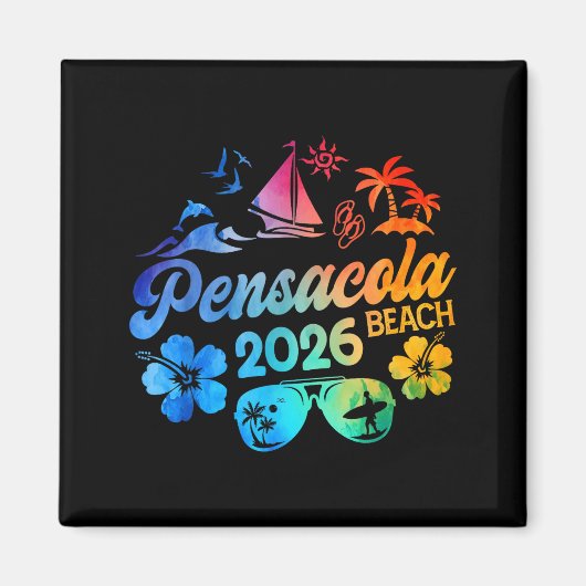 Pensacola Beach Florida 2026 Vacation Tie Dye Summ マグネット (正面)