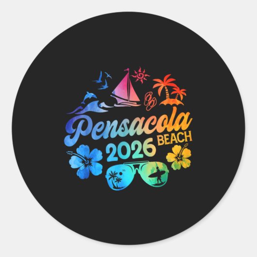 Pensacola Beach Florida 2026 Vacation Tie Dye Summ ラウンドシール (正面)