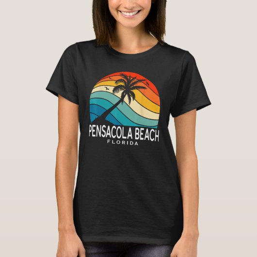 Pensacola Beach Florida Tropical Beach Palm Tree S Tシャツ (正面)