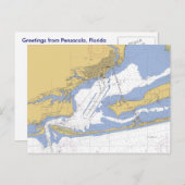 Pensacola, Florida 航海の Harbor Chartはがき ポストカード (正面/裏面)