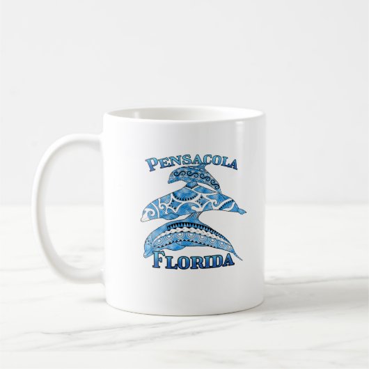 Pensacola Florida Vacation Tribal Dolphins コーヒーマグカップ (左)
