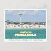Pensacola Save the Date Retro Wedding Postcard ポストカード (正面)